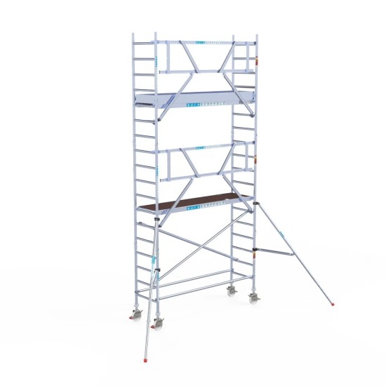 Alumīnija tornis 75х250 cm 6,2m darba augstums* salokāmas margas no 1 puses