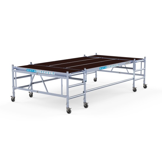Multiplatfrormas alumīnija salokāmais tornis Zems 190x400 cm, 3 pakāpieni Multiplatfrormas alumīnija salokāmais tornis Zems 190x400 cm, 3 pakāpieni