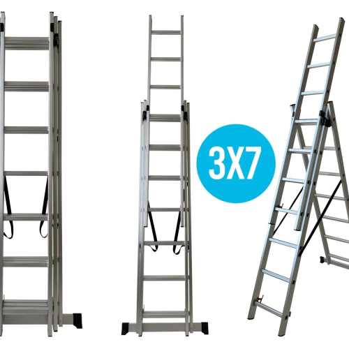 Домашняя трёхсекционная лестница 7 ступеней