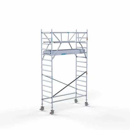 Alumīnija tornis 90х250 cm 5,2m darba augstums* salokāmas margas no 2 pusēm Alumīnija tornis 90х250 cm 5,2m darba augstums* salokāmas margas no 2 pusēm