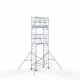 Alumīnija tornis 90х190 cm 7,2m darba augstums* ar oglekļa platformu + salokāmas margas no 2 pusēm Alumīnija tornis 90х190 cm 7,2m darba augstums* ar oglekļa platformu + salokāmas margas no 2 pusēm