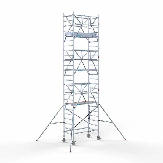 Alumīnija tornis 90х190 cm 8,2m darba augstums* ar oglekļa platformu + salokāmas margas no 2 pusēm Alumīnija tornis 90х190 cm 8,2m darba augstums* ar oglekļa platformu + salokāmas margas no 2 pusēm