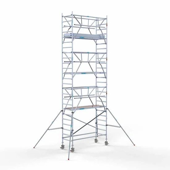 Alumīnija tornis 90х250 cm 8,2m darba augstums* ar oglekļa platformu + salokāmas margas no 2 pusēm Alumīnija tornis 90х250 cm 8,2m darba augstums* ar oglekļa platformu + salokāmas margas no 2 pusēm