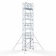 Alumīnija tornis 90х190 cm 10,2m darba augstums* ar oglekļa platformu + salokāmas margas no 2 pusēm Alumīnija tornis 90х190 cm 10,2m darba augstums* ar oglekļa platformu + salokāmas margas no 2 pusēm