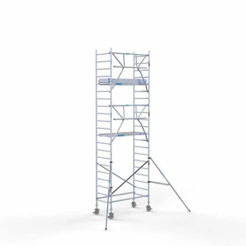 Alumīnija tornis 90х190 cm 7,2m darba augstums* ar oglekļa platformu + salokāmas margas no 1 puses Alumīnija tornis 90х190 cm 7,2m darba augstums* ar oglekļa platformu + salokāmas margas no 1 puses