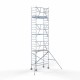 Alumīnija tornis 90х190 cm cm 8,2m darba augstums* ar oglekļa platformu + salokāmas margas no 1 puses Alumīnija tornis 90х190 cm cm 8,2m darba augstums* ar oglekļa platformu + salokāmas margas no 1 puses