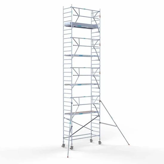 Alumīnija tornis 90х250 cm 10,2m darba augstums* ar oglekļa platformu + salokāmas margas no 1 puses Alumīnija tornis 90х250 cm 10,2m darba augstums* ar oglekļa platformu + salokāmas margas no 1 puses