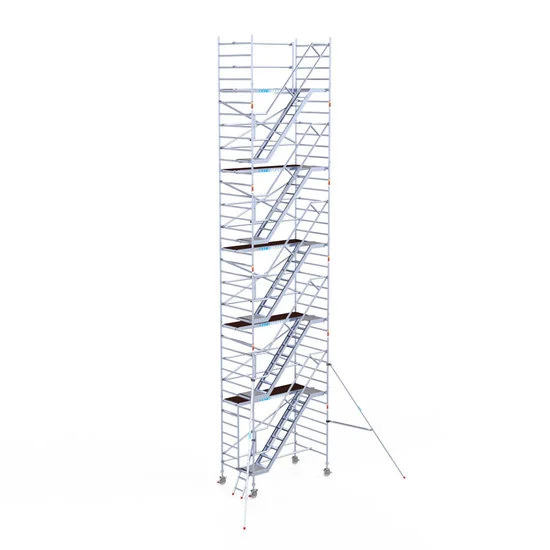 Alumīnija tornis ar trepēm 135х250 cm 12,2m darba augstums* Alumīnija tornis ar trepēm 135х250 cm 12,2m darba augstums*