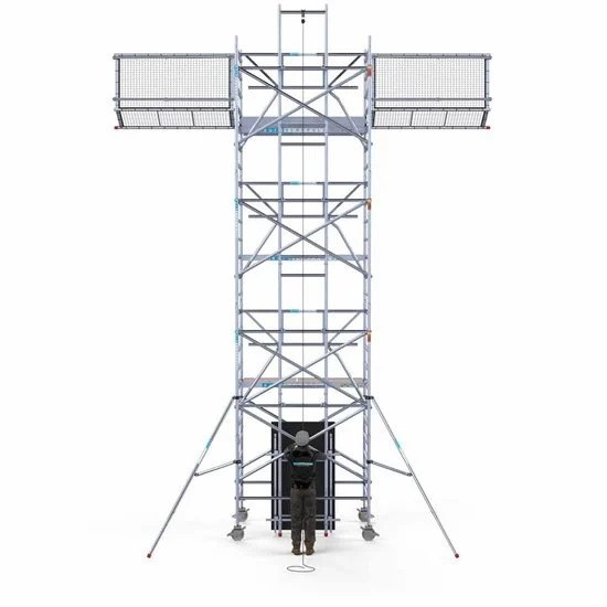 Alumīnija tornis 135х250 cm 8,2m darba augstums* ar liftu saules paneļiem un jumtas malu aizsardzību Safeguard Alumīnija tornis 135х250 cm 8,2m darba augstums* ar liftu saules paneļiem un jumtas malu aizsardzību Safeguard