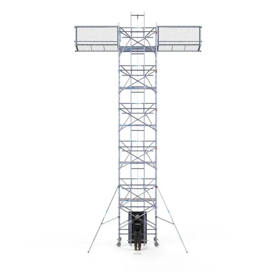 Alumīnija tornis 135х250 cm 12,2m darba augstums* ar liftu saules paneļiem un jumtas malu aizsardzību Safeguard Alumīnija tornis 135х250 cm 12,2m darba augstums* ar liftu saules paneļiem un jumtas malu aizsardzību Safeguard
