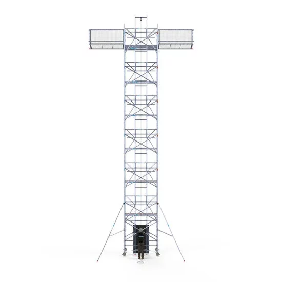 Alumīnija tornis 135х250 cm 14,2m darba augstums* ar liftu saules paneļiem un jumtas malu aizsardzību Safeguard Alumīnija tornis 135х250 cm 14,2m darba augstums* ar liftu saules paneļiem un jumtas malu aizsardzību Safeguard