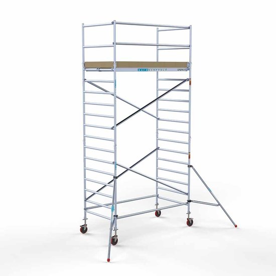 Alumīnija tornis 135х250 cm 6,2m darba augstums*, ar oglekļa platformu Alumīnija tornis 135х250 cm 6,2m darba augstums*, ar oglekļa platformu
