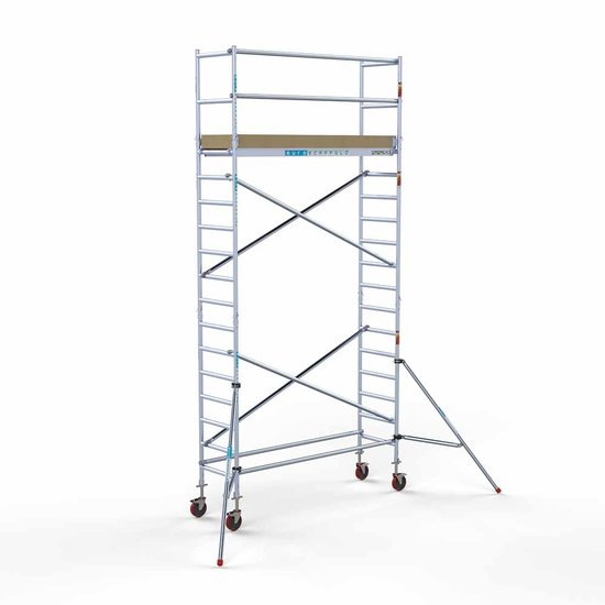Alumīnija tornis 75х250 cm 6,2m darba augstums* ar oglekļa platformu Alumīnija tornis 75х250 cm 6,2m darba augstums* ar oglekļa platformu