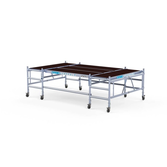 Multiplatfrormas alumīnija salokāmais tornis Zems 190x340 cm, 3 pakāpieni Multiplatfrormas alumīnija salokāmais tornis Zems 190x340 cm, 3 pakāpieni