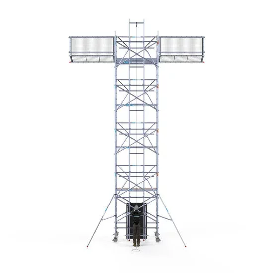Alumīnija tornis 135х305 cm 10,2m darba augstums* ar liftu saules paneļiem, + jumta malu aizsardzībа Safeguard Alumīnija tornis 135х305 cm 10,2m darba augstums* ar liftu saules paneļiem, + jumta malu aizsardzībа Safeguard
