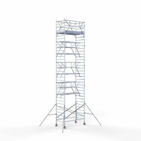 Alumīnija tornis 135х250 cm 11,2m darba augstums* salokāmas margas no 2 pusēm Alumīnija tornis 135х250 cm 11,2m darba augstums* salokāmas margas no 2 pusēm