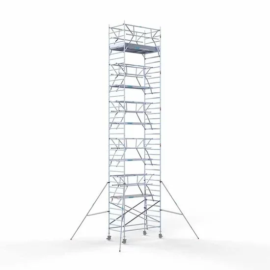 Alumīnija tornis 135х250 cm 12,2m darba augstums* ar oglekļa platformu + salokāmas margas no 2 pusēm