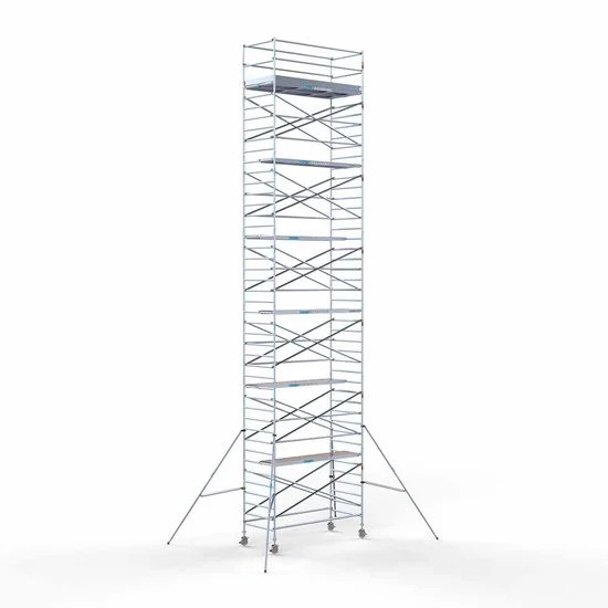 Alumīnija tornis 135х250 cm 14,2m darba augstums* ar oglekļa platformu + salokāmas margas no 2 pusēm Alumīnija tornis 135х250 cm 14,2m darba augstums* ar oglekļa platformu + salokāmas margas no 2 pusēm