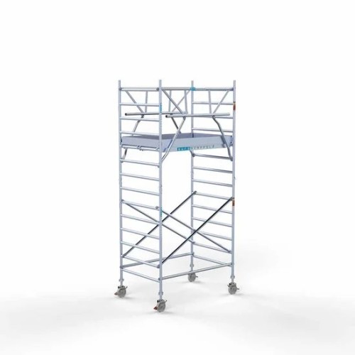 Alumīnija tornis 135х190 cm 5,2m darba augstums* ar oglekļa platformu + salokāmas margas no 2 pusēm Alumīnija tornis 135х190 cm 5,2m darba augstums* ar oglekļa platformu + salokāmas margas no 2 pusēm