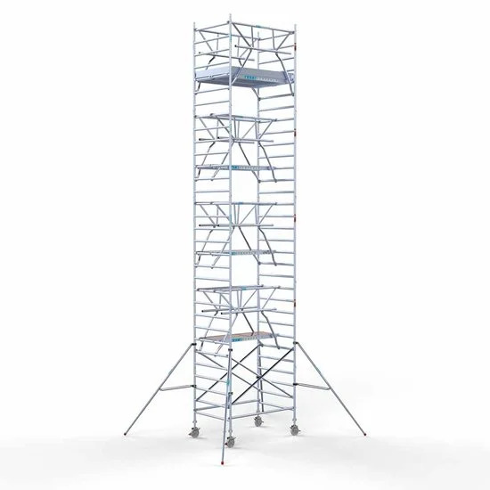Alumīnija tornis 135х190 cm cm 10,2m darba augstums* ar oglekļa platformu + salokāmas margas no 2 pusēm Alumīnija tornis 135х190 cm cm 10,2m darba augstums* ar oglekļa platformu + salokāmas margas no 2 pusēm