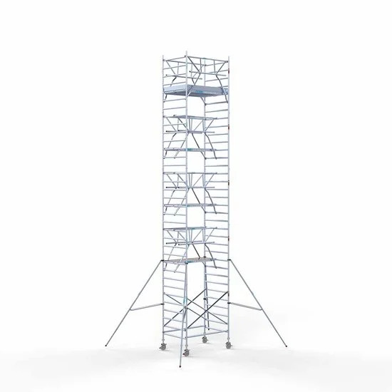Alumīnija tornis 135х190 cm 11,2m darba augstums* ar oglekļa platformu + salokāmas margas no 2 pusēm Alumīnija tornis 135х190 cm 11,2m darba augstums* ar oglekļa platformu + salokāmas margas no 2 pusēm