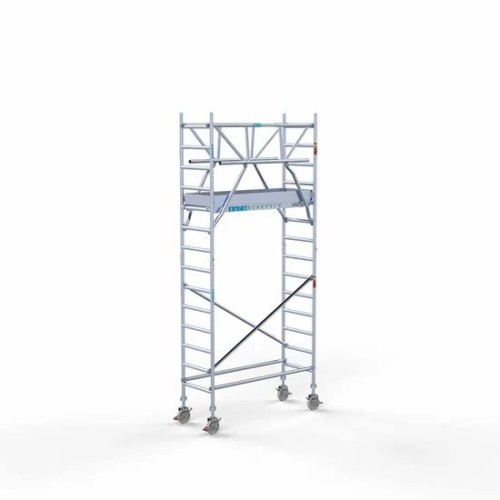 Alumīnija tornis 75х190 cm 5,2m darba augstums* ar oglekļa platformu + salokāmas margas no 2 pusēm Alumīnija tornis 75х190 cm 5,2m darba augstums* ar oglekļa platformu + salokāmas margas no 2 pusēm