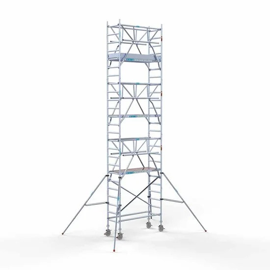 Alumīnija tornis 75х190 cm 8,2m darba augstums* ar oglekļa platformu + salokāmas margas no 2 pusēm Alumīnija tornis 75х190 cm 8,2m darba augstums* ar oglekļa platformu + salokāmas margas no 2 pusēm