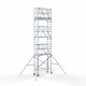 Alumīnija tornis 75х190 cm 8,2m darba augstums* ar oglekļa platformu + salokāmas margas no 2 pusēm Alumīnija tornis 75х190 cm 8,2m darba augstums* ar oglekļa platformu + salokāmas margas no 2 pusēm