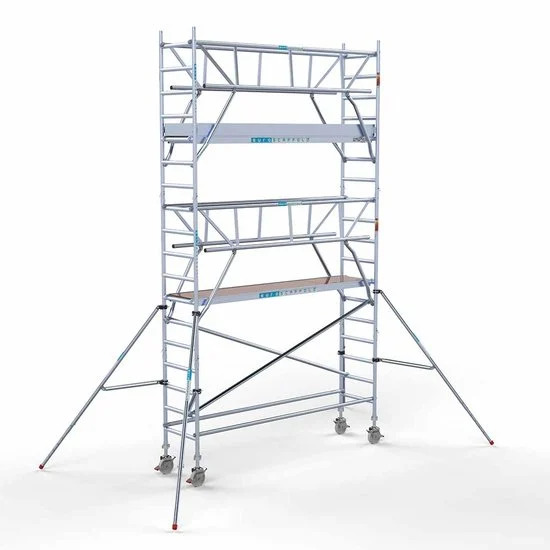 Alumīnija tornis 75х305 cm 6,2m darba augstums* ar oglekļa platformu + salokāmas margas no 2 pusēm Alumīnija tornis 75х305 cm 6,2m darba augstums* ar oglekļa platformu + salokāmas margas no 2 pusēm