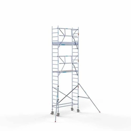 Alumīnija tornis 75х190 cm 7,2m darba augstums* ar oglekļa platformu + salokāmas margas no 1 puses Alumīnija tornis 75х190 cm 7,2m darba augstums* ar oglekļa platformu + salokāmas margas no 1 puses