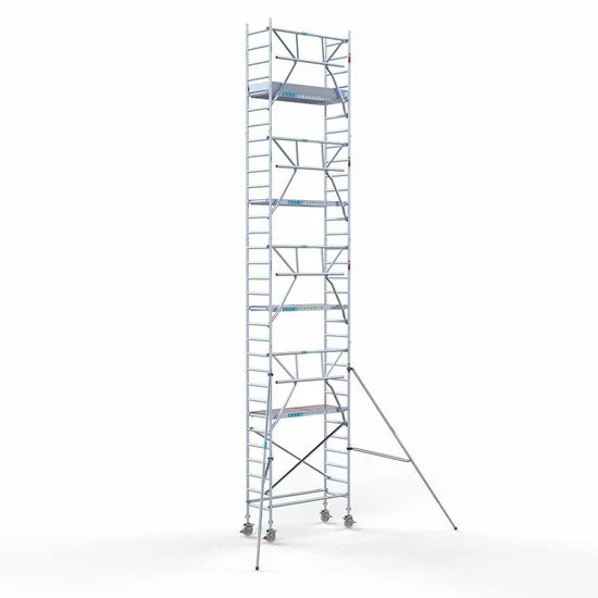 Alumīnija tornis 75х190 cm 10,2m darba augstums* ar oglekļa platformu + salokāmas margas no 1 puses Alumīnija tornis 75х190 cm 10,2m darba augstums* ar oglekļa platformu + salokāmas margas no 1 puses