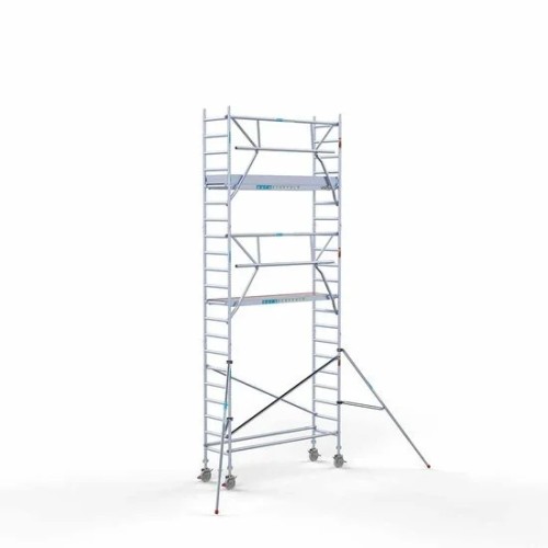 Alumīnija tornis 75х250 cm 7,2m darba augstums* ar oglekļa platformu + salokāmas margas no 1 puses Alumīnija tornis 75х250 cm 7,2m darba augstums* ar oglekļa platformu + salokāmas margas no 1 puses