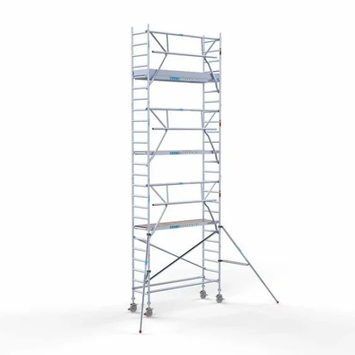 Alumīnija tornis 75х250 cm 8,2m darba augstums* ar oglekļa platformu + salokāmas margas no 1 puses Alumīnija tornis 75х250 cm 8,2m darba augstums* ar oglekļa platformu + salokāmas margas no 1 puses