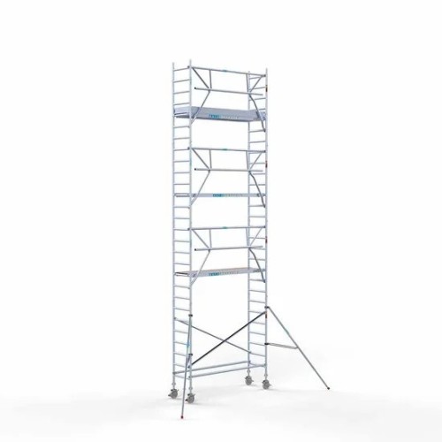 Alumīnija tornis 75х250 cm 9,2m darba augstums* ar oglekļa platformu + salokāmas margas no 1 puses Alumīnija tornis 75х250 cm 9,2m darba augstums* ar oglekļa platformu + salokāmas margas no 1 puses