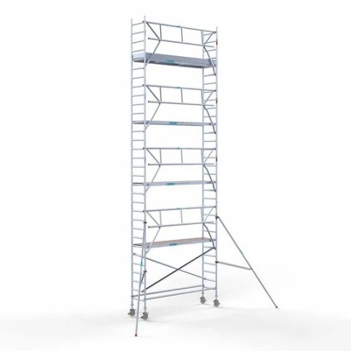 Alumīnija tornis 75х305 cm 10,2m darba augstums* ar oglekļa platformu + salokāmas margas no 1 puses Alumīnija tornis 75х305 cm 10,2m darba augstums* ar oglekļa platformu + salokāmas margas no 1 puses