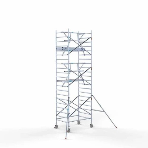 Alumīnija tornis 135х190 cm 7,2m darba augstums* ar oglekļa platformu + salokāmas margas no 1 puses Alumīnija tornis 135х190 cm 7,2m darba augstums* ar oglekļa platformu + salokāmas margas no 1 puses