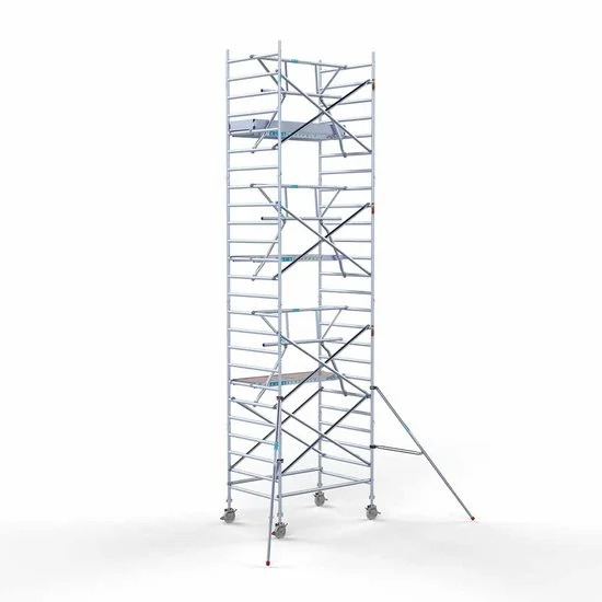 Alumīnija tornis 135х190 cm 8,2m darba augstums* salokāmas margas no 1 puses Alumīnija tornis 135х190 cm 8,2m darba augstums* salokāmas margas no 1 puses