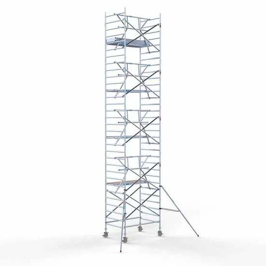 Alumīnija tornis 135х190 cm cm 10,2m darba augstums* ar oglekļa platformu + salokāmas margas no 1 puses Alumīnija tornis 135х190 cm cm 10,2m darba augstums* ar oglekļa platformu + salokāmas margas no 1 puses