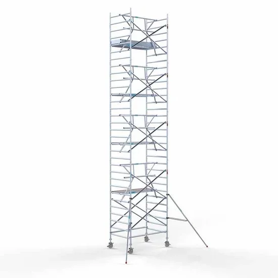 Alumīnija tornis 135х190 cm cm 10,2m darba augstums* ar oglekļa platformu + salokāmas margas no 1 puses Alumīnija tornis 135х190 cm cm 10,2m darba augstums* ar oglekļa platformu + salokāmas margas no 1 puses