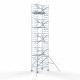Alumīnija tornis 135х190 cm cm 10,2m darba augstums* ar oglekļa platformu + salokāmas margas no 1 puses Alumīnija tornis 135х190 cm cm 10,2m darba augstums* ar oglekļa platformu + salokāmas margas no 1 puses