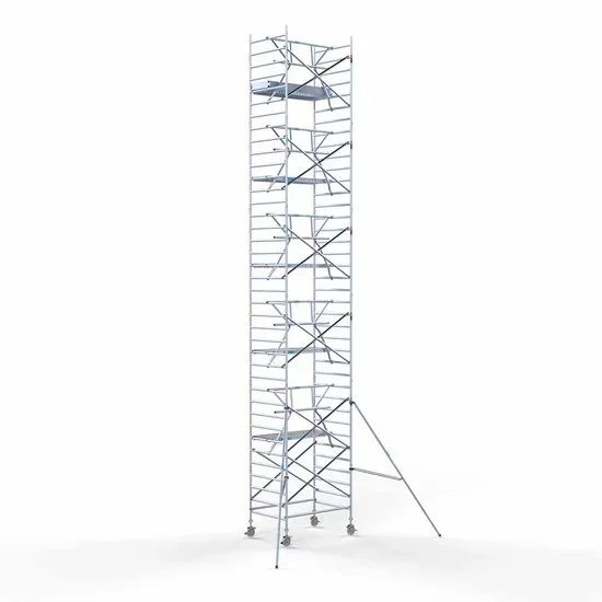 Alumīnija tornis 135х190 cm 12,2m darba augstums* salokāmas margas no 1 puses Alumīnija tornis 135х190 cm 12,2m darba augstums* salokāmas margas no 1 puses