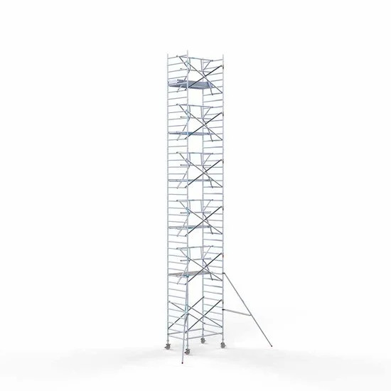 Alumīnija tornis 135х190 cm 13,2m darba augstums* salokāmas margas no 1 puses Alumīnija tornis 135х190 cm 13,2m darba augstums* salokāmas margas no 1 puses