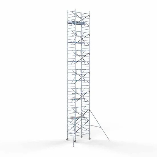 Alumīnija tornis 135х190 cm 14,2m darba augstums* ar oglekļa platformu + salokāmas margas no 1 puses Alumīnija tornis 135х190 cm 14,2m darba augstums* ar oglekļa platformu + salokāmas margas no 1 puses