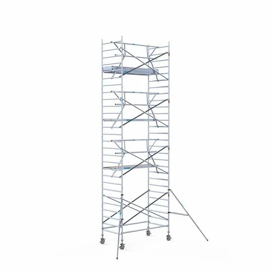 Alumīnija tornis 135х250 cm 9,2m darba augstums* salokāmas margas no 1 puses Alumīnija tornis 135х250 cm 9,2m darba augstums* salokāmas margas no 1 puses