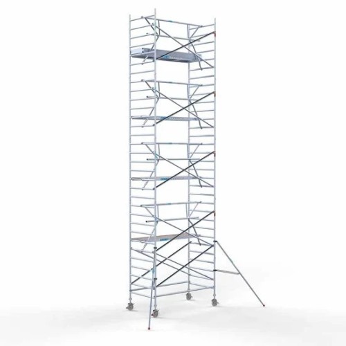 Alumīnija tornis 135х250 cm 10,2m darba augstums* ar oglekļa platformu + salokāmas margas no 1 puses