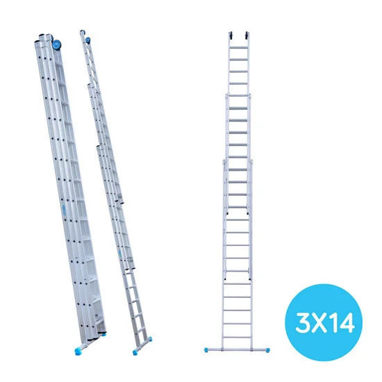 Kolmeosaline redel 3x14 + fassaadirattad Kolmeosaline redel 3x14 + fassaadirattad