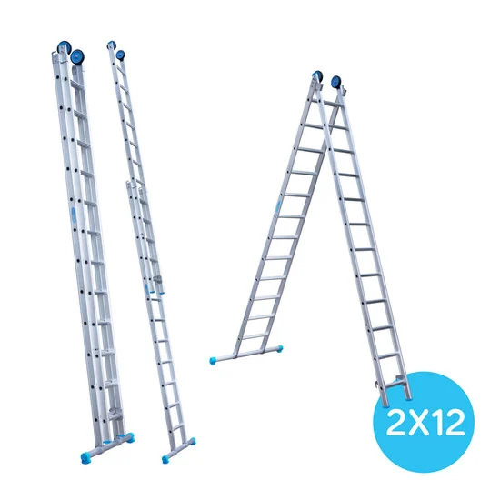 Divu sekciju kāpnes 2x12 + fasades riteņi Divu sekciju kāpnes 2x12 + fasades riteņi