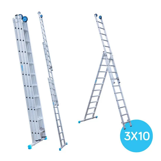 Kolmeosaline redel 3x10 + fassaadirattad Kolmeosaline redel 3x10 + fassaadirattad