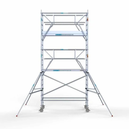 Alumīnija tornis ar margām no 2 pūsēm 90x250 6,2 m darba augstums* Alumīnija tornis ar margām no 2 pūsēm 90x250 6,2 m darba augstums*