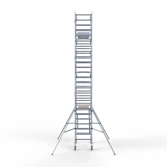 Alumīnija tornis 90х190 cm 8,2m darba augstums* ar oglekļa platformu + salokāmas margas no 2 pusēm Alumīnija tornis 90х190 cm 8,2m darba augstums* ar oglekļa platformu + salokāmas margas no 2 pusēm